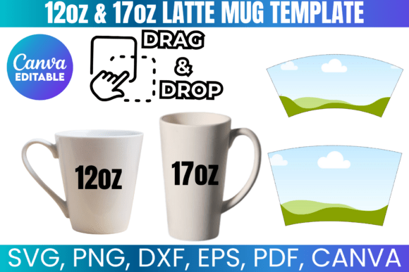 Download 17oz and 12oz Latte Mug Template - Premium Resources